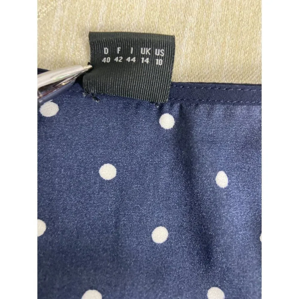 S. OLIVER BLACK LABEL Women's  Blue Polka Dot  Riffle Blouse Top Shirt Size 10 - Picture 8 of 8